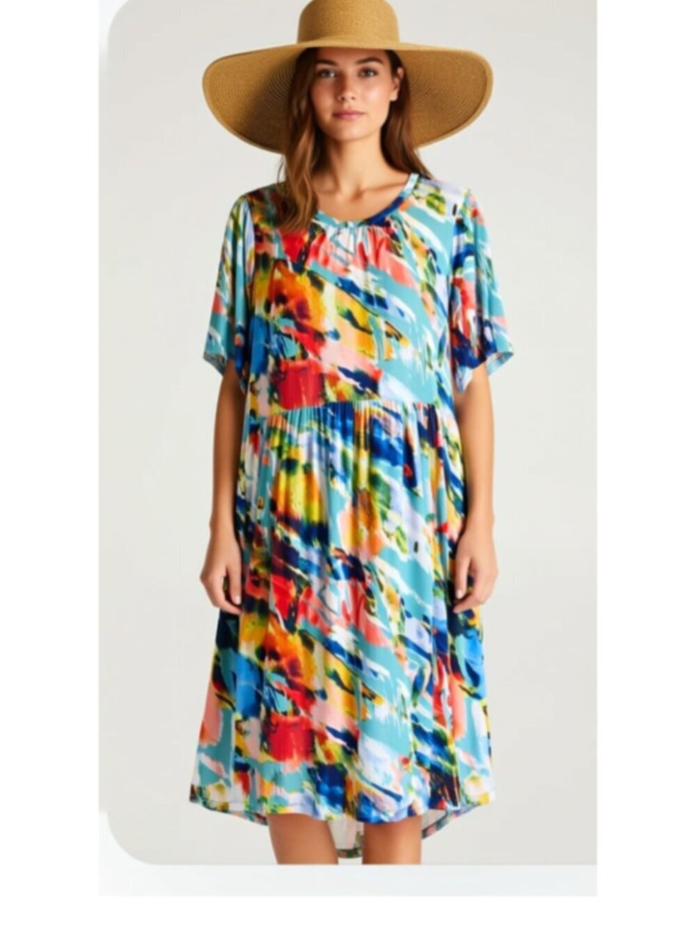 LOGO Women's Dress Multi-Colored bright Size XL (WD013) - Oversized, flowy (A65)